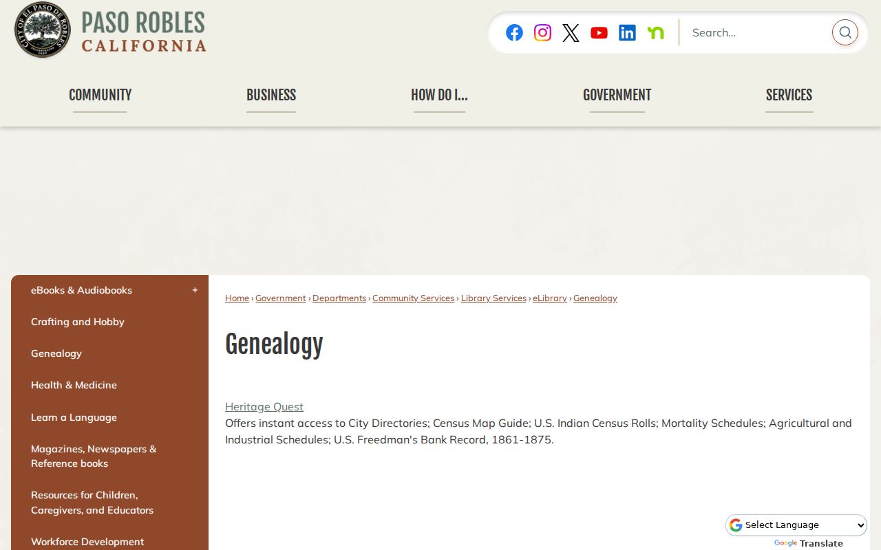 Paso Robles city directory view of Paso Robles genealogy resources