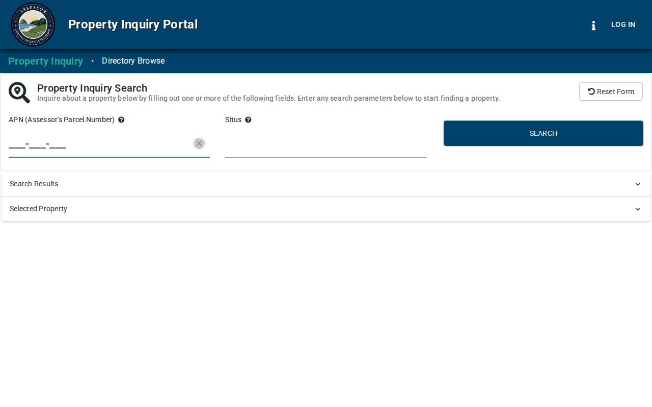 Paso Robles previous residents view of the SLO County property inquiry portal