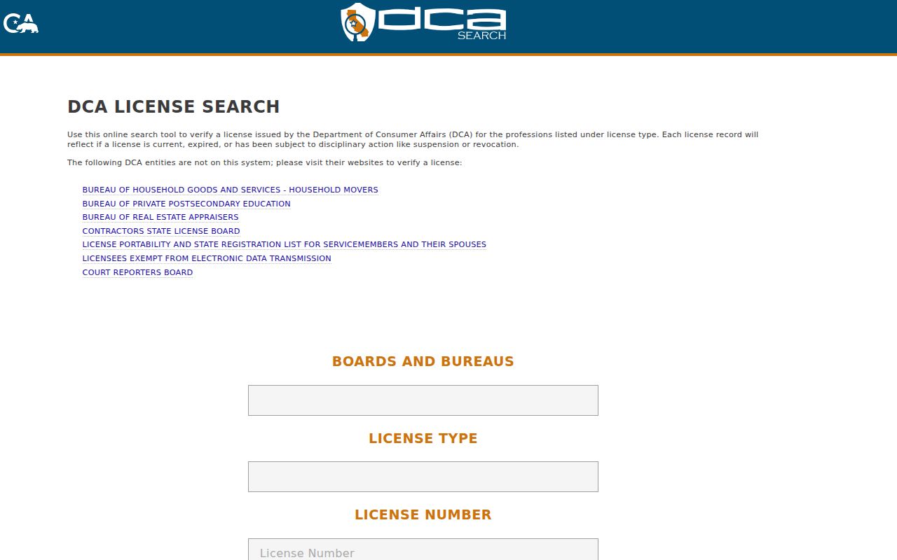Paso Robles resident lookup view of an official California license search