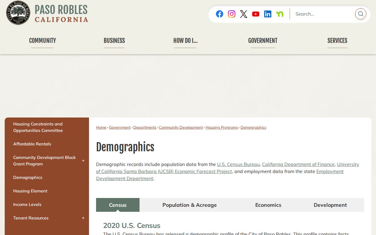 Paso Robles ZIP code view of Paso Robles demographic geography